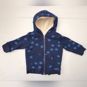 (VGUC) Hanna Andersson Faux Shearling Lined Hoodie - Blue / Stars - Size: 2T